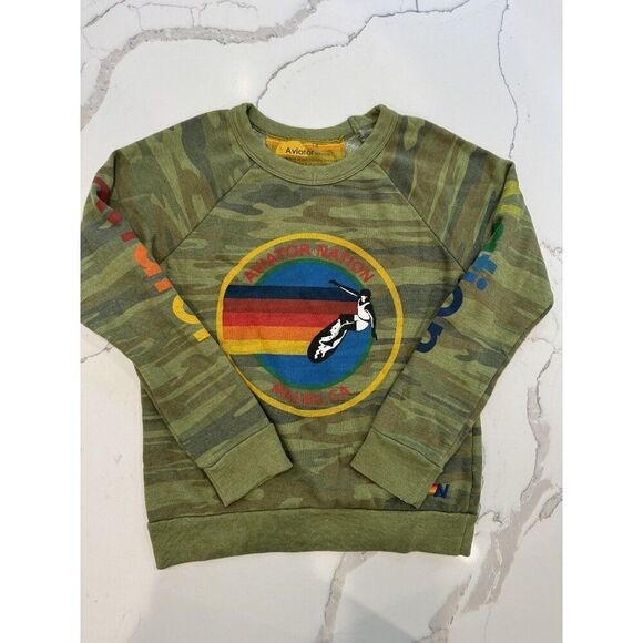 Aviator Nation Kids Pullover Sweatshirt in Camo Size 14 - Picture 1 of 2